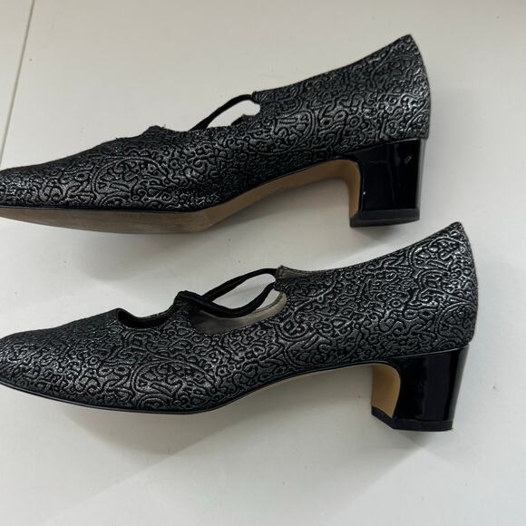 Trotters Metallic Criss Cross Pump Heels MaryJanes Size 8.5 - Picture 6 of 6